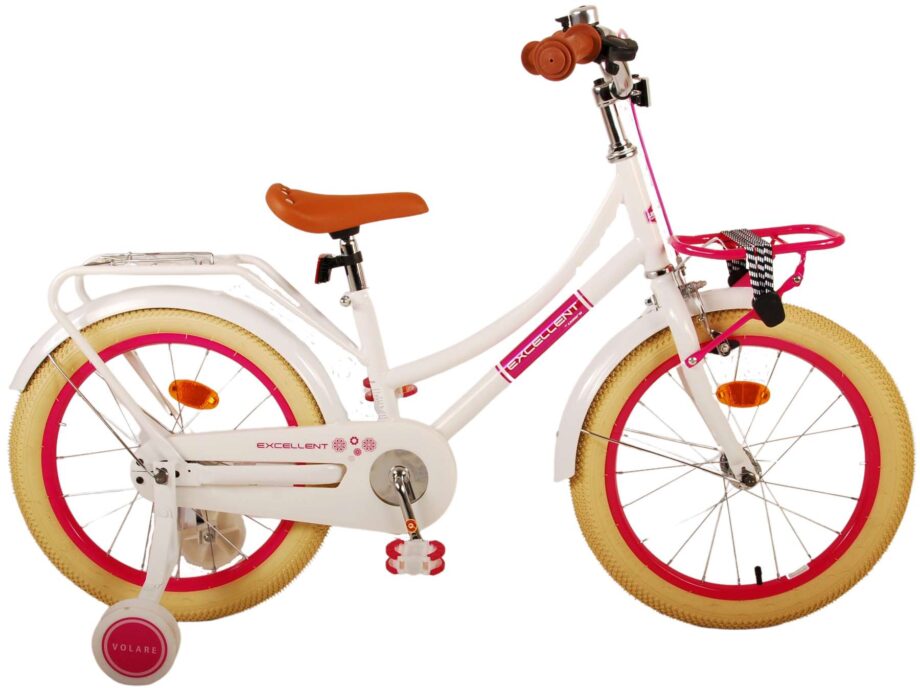 Hvid Volare Børnecykel med Støttehjul - Sikker Leg!