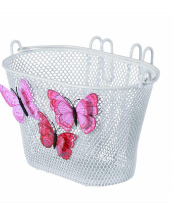 Hvid Basil Jasmin Cykelkurv Til Børnecykel Med Sommerfugle - Basil 752544535  - 8715019301339