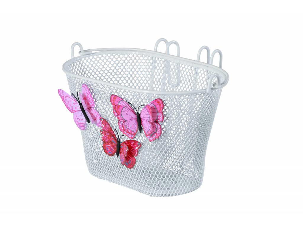Hvid Basil Jasmin Cykelkurv Til Børnecykel Med Sommerfugle - Basil 752544535 - 8715019301339